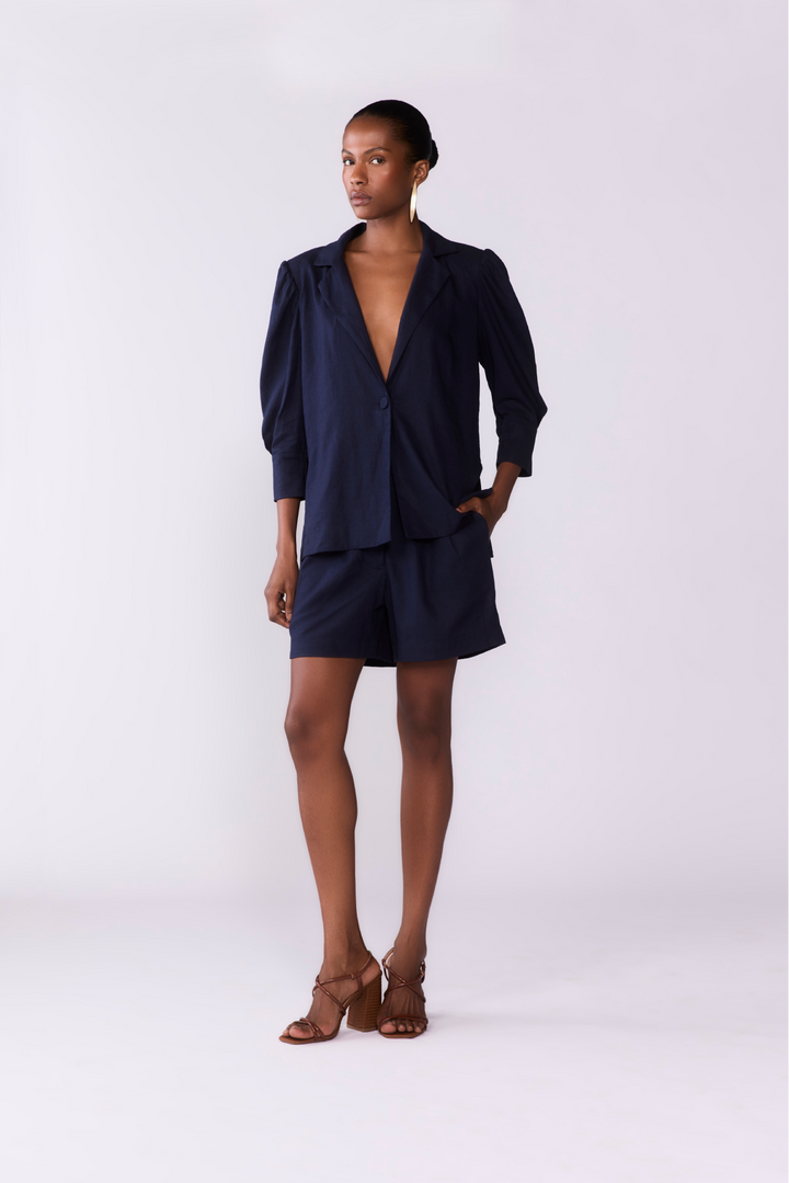 Blazer Linho Alva Marinho