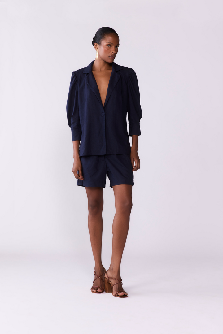 Blazer Linho Alva Marinho